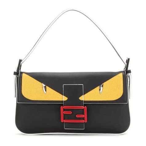 fendi black leather baguette bag|fendi baguette leather shoulder bag.